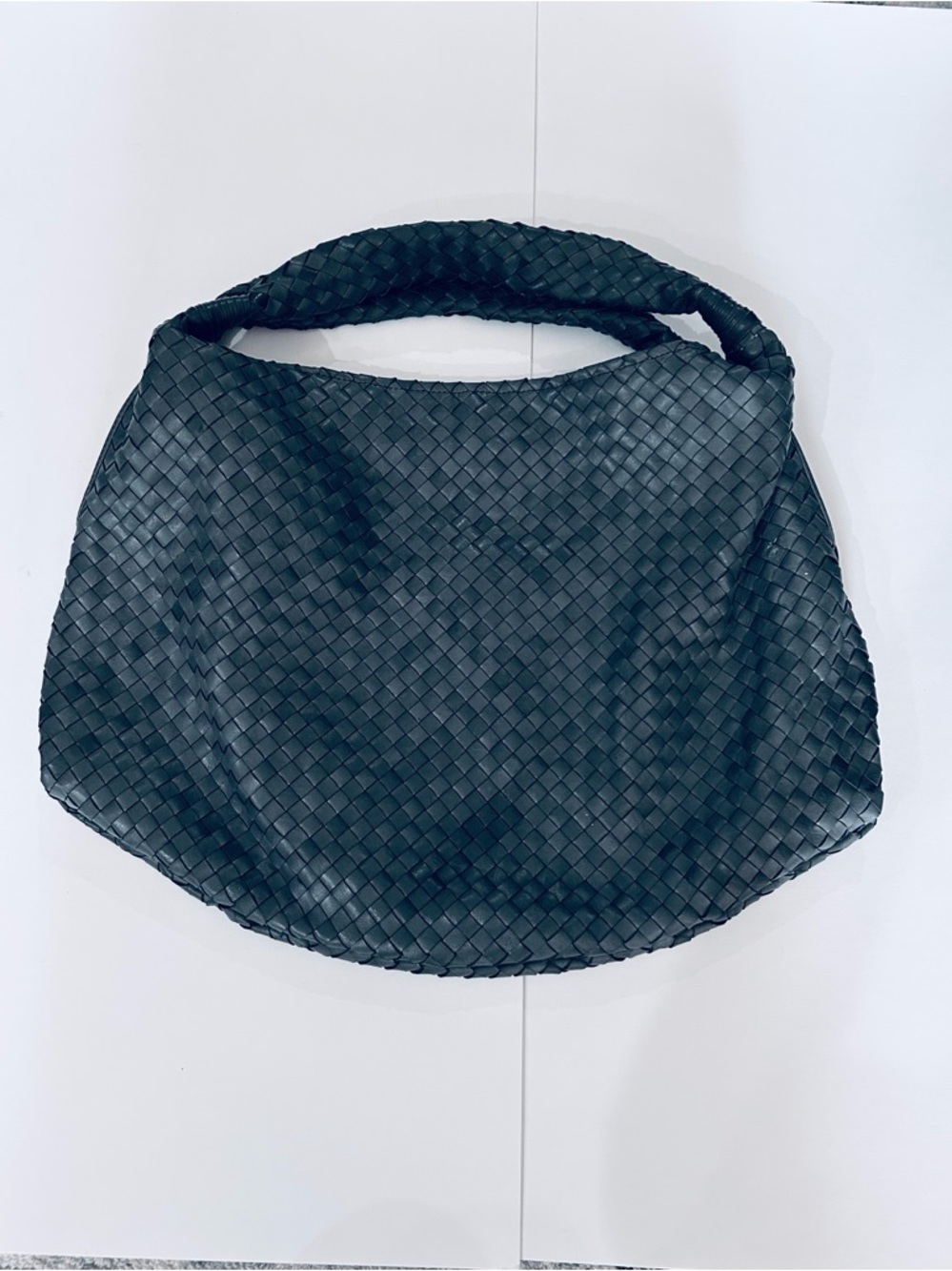 Christopher Kon Intrecciato Woven Hobo Shoulder Bag — Dusty Blue Gray EC